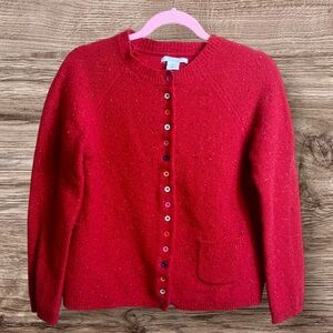 Tabitha Webb red lambswool blend flecked cardigan. Large